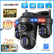 LS VISION กล้องติดหน้าจอ7เลนส์4ตัว35MP 3 PTZ 10X ไฮบริดเลนส์ซูมแบบผสมผสานระบบออปติคอลไวไฟกล้องวงจรปิ