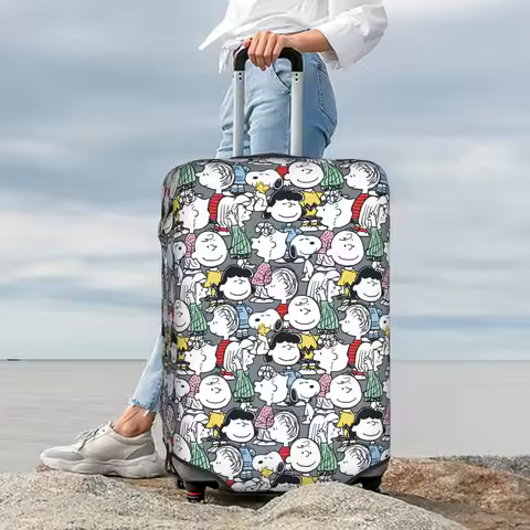 Snoopy Woodstock Charlie Brown Lucy Suitcase Cover Elastic Sally Brown Luggage Protective Covers for