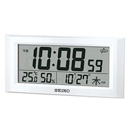 SEIKO GP502W Wall clock for living room bed room table dual use satellite radio waves Digital calendar temperature humidity express White...