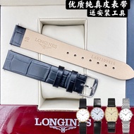 Longines Jialan สายนาฬิกาหนังแท้สำหรับผู้ชายและผู้หญิง Luya ชุดหนังแท้บาง L4ลายไม้ไผ่สายนาฬิกานาฬิกาหนังแท้สำหรับผู้หญิง