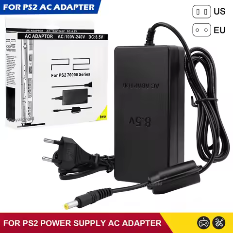 NEW EU US Plug Power Supply For PS2 Replacement AC Adapter Charger Cable Cord 100‑240V DC 8.5V for P