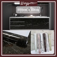 WINGS Marble Wallpaper Self Adhesive 3D Wallpaper Wall Sticker Kabinet Dapur Waterproof Kitchen Wall