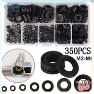 CHERRY 350pcs Nylon Flat Washer Black Home Improvement Hardware M2 M2.5 M3 M4 M5 M6 M8