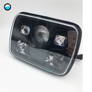 Pair black 5x7" Sealed Beam LED Headlight for H6014, H6052, H6054 7x6" 48W Led Headlight with DOT on
