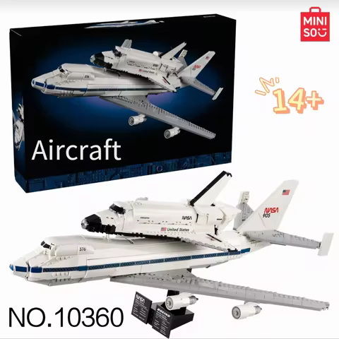 2417pcs MINISO Disney Shuttle Carrier Aircraft 10360 Boeing 747 NASA Enterprise Space Shuttle Buildi
