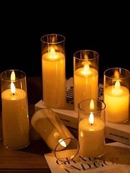 1入組聖誕節模擬火焰免插電led滴蠟蠟燭氛圍燈,室內外電池供電蠟燭裝飾燈,室內外裝飾燈,最好的家人和朋友禮物