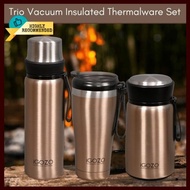 [ Local Ready Stocks ] iGOZO TRIO VACUUM INSULATED THERMALWARE FLUSK TERMOS PANAS AIR DRINK TRAVEL SET