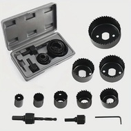 11Pcs Hole Saw Kit Carbon Steel Hole Cutter Set 19 to 64mm for Wood PVC Plastic Drywall Ceiling Dril