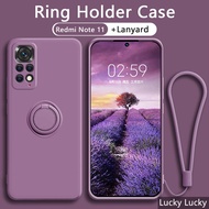 Luxury Redmi Note 11 Case 11S 11 Pro 4G 5G 10 Liquid Silicone Soft Shock Proof Casing Magnetic Ring 