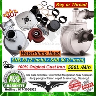 Siput Pump Head 🔥 2" or 3" (Key / Thread) SNB50 / SNB80 Engine Water Pump Suction Pump Self Priming Water Silver Kelabu