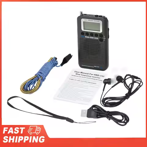 HRD-737 Portable Full Band Radio Aircraft Band Receiver FM/AM/SW/ CB/Air/VHF World Band with LCD Dis