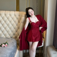 AMOUR SP067CH Set of 2-piece silk nightgown and robe from QCCC