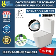[Climate Voucher] EACO T988 Rimless Vortex Tornado Flush With Geberit Flushing System Toilet Bowl WC