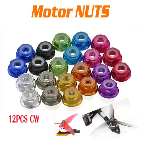 12Pcs M5 Aluminum Motor Screw Nuts Flange Nut CW Nylon Insert Self Lock for RC FPV Racing Drone 2204