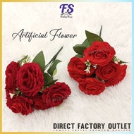 1 PCS - 5 head RED ROSES/6 head PREMIUM ROSE/ARTIFICIAL FLOWER/红玫瑰/FS1058/FS1059/BUNGA ROSE HIASAN