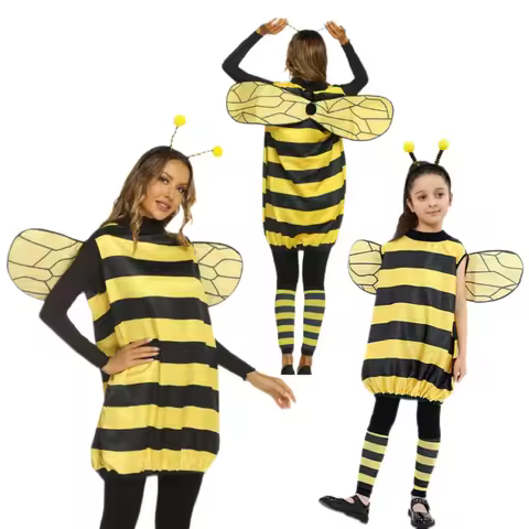 Adult Bee Costumes for Women Halloween Honey Bee Cosplay Kids Girls Little Bee Costume Antennae Head