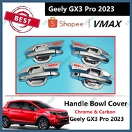 Geely GX3 Pro 2023 Chrome & Carbon Fiber and Chrome Pattern Car Door Handle Bowl Cover Car Accessori