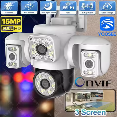 Yoosee WiFi Camera Outdoor 3 Screen 3 Lens 10X Zoom 15MP HD Camera Auto Tracking Yoosee CCTV Onvif S