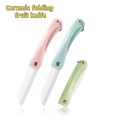 Ceramic Knife Kitchen Small Cutting Tools Portable Chain Folding Knife Multi-functional Portable Hou