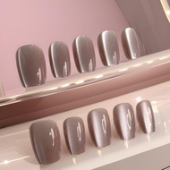 Solid Color Cat's Eye Wears Nail Patch False Nails French Fake Handmade Nails Design Set N5m7