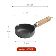 11cm/13cm Cast Iron Signature Saucepan Small Pot wood Handle Multipurpose Handy Small Saucepan Induction Capable