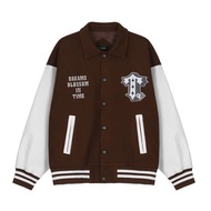 ZZOOI Baseball Varsity Jacket Men Leather Sleeves Brown Bomber Jacket Male Casual Oversize Women Col