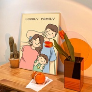 (With Frame) Lovely Family Cartoon Figure Cute Canvas Painting Prints Pictures