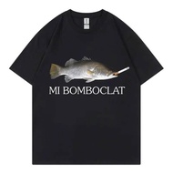 Funny Bomboclat T-Shirt Summer Fun Funny Smoking Fish Short Sleeve T-Shirt Men's and Women's Tops