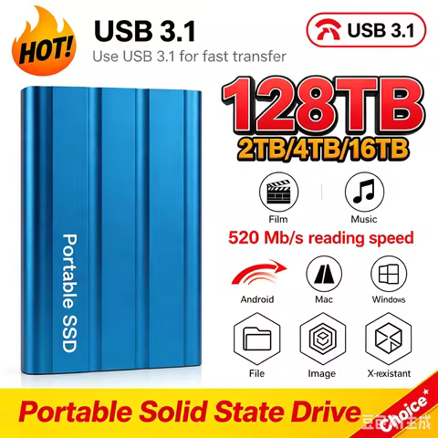 4TB/8TB/16TB/32TB Portable SSD USB3.1 External Hard Drive High Capacity Fast Transfer Storage Disk
