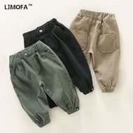 LJMOFA Boys 1-8 Yrs Jeans Leisure Work Pants for Baby Teen Kids High Waist with Pocket Bundle legs P