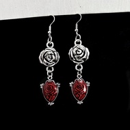 Gothic Vampire Cameo Earrings Women Fashion Pagan Witch Jewelry Accessories Gift Vintage Hand Red Ro