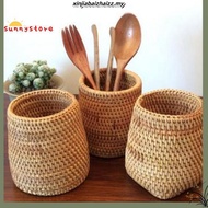 Rattan Chopsticks Tube Shovel Spoons Bucket Dinner K nives Forks Tableware Storage Box Home Storage 