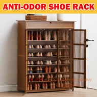 Anti-Odor Bamboo Minimalist Shoe Cabinet, Large Capacity Bamboo Shoe Cabinet, Hollow Door Shoe Cabinet, Local Stock