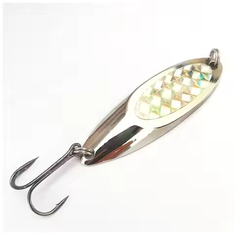 1pc Partial Hologram Sticker Metal Spoon Fishing Lure Silvery Bass Spoon Bait (3g and 7g don't have 