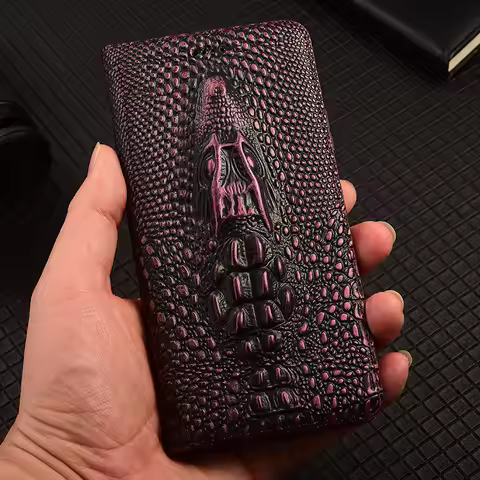 Retro 3D Crocodile Head Case For Vivo iQOO Neo 9 Pro Luxury Genuine Leather Cover For iQOO Neo 8 SE 
