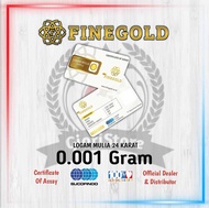 Emas Mini Fine Gold Logam Mulia Emas Asli 24 Karat 0.001Gram Bersertifikat