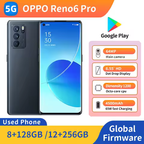 oppo Reno 6 pro 5G Android Smartphone ROM 128GB/256GB 64MP camera 4500 Battery used phone