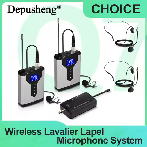 Depusheng Q7 UHF Wireless Microphone Long-Rang Lavalier Headset Microphone With Bodypack Transmitter