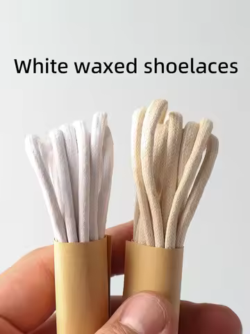 Round 3.5mm cotton shoe laces Off white beige shoelaces 60/70/80/90/100/120/140/160/180cm waxed shoe