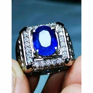 Cincin Pria Natural batu permata royal blue sapphire ceylon sri lanka memo ngr origin sri lanka