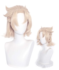 Albedo Cosplay Wig Blonde Spiky Cosplay Wig for Men Boys, Braided Party Harajuku Hair with Wig Cap (
