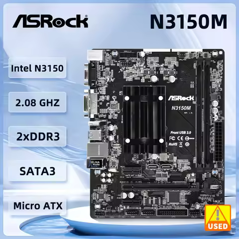 ASROCK N3150M Motherboard Intel Quad-Core N3150 USB3.0 2×SATA III HDMI Micro ATX DDR3 16GB Motherboa