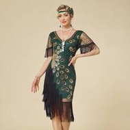1920s Vintage Peacock Flapper Dresses Sequin Fringed Gatsby Dress Roaring 20s Costume Wedding Party