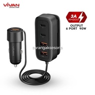 Vivan VCC05 Car Charger Fast Charging Type C 20W PD USB A 18W Car Saver 6 Port