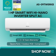 🆕Hisense Inverter 1.0HP Split Aircon with Wifi + Hi-Nano (AS-09TW5RKB)──Smart Living, Healthy Life