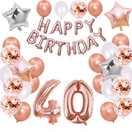 (SG SELLER) 40th Birthday Decorations, 40th Birthday Balloon, Black and Gold Birthday Decorations Se