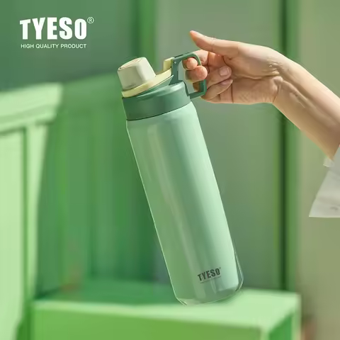 TYESO 304 Stainless Steel Thermos Bottles Sports Insulated Cup Portable Fitness Flask for Outdoor Wo
