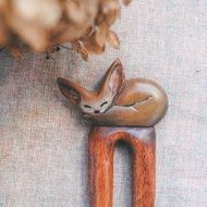 Hair pin fennec fox, wooden hair fork, hair clip, hair accessory, hairclip