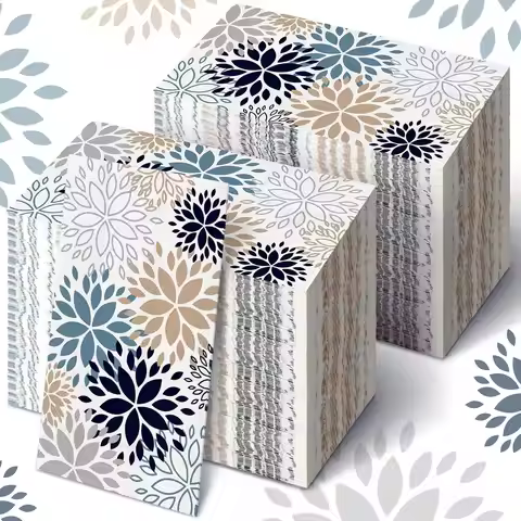 200 Pcs Floral Hand Paper Towel 2 Ply Dahlia Flower Guest Napkins Spring Guest Paper Napkins for Bat