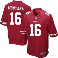 JS San Francisco 49ers NFL Football Jersey No.16 Joe Montana Tshirt Tops Legend Jersey Loose Sport Tee Unisex SJ